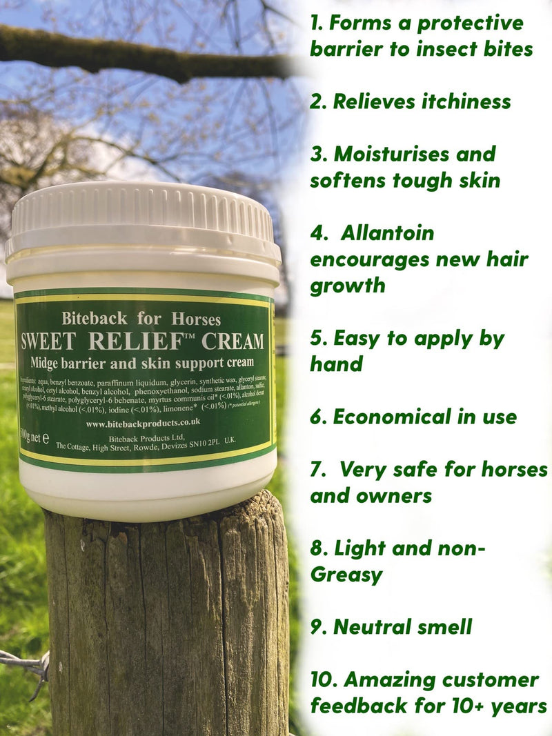 Biteback Products 'Sweet Relief' Midge Barrier and Skin Support Cream for Horses 250g - PawsPlanet Australia