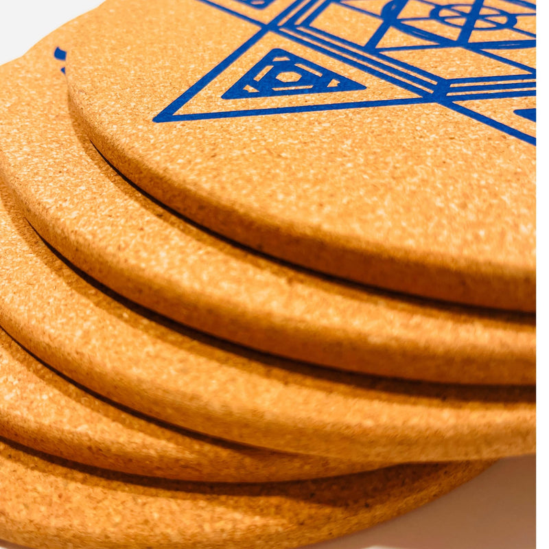 Cork Trivet Set 5 Pieces Used for Jewish Gifts, Hanukkah Decorations, Passover Hostess Gifts, Shabbat. Including Star of David, Dreidel, Hanukkah Menorah, Hamsa, Judaica Gifts Jewish Trivets