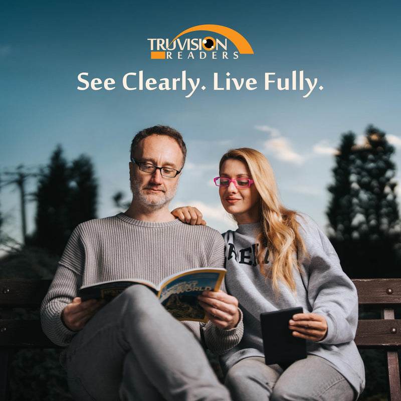 TruVision Readers Reading Glasses, Comfort Spring Hinges for Men and Women, 9501HP 01h-4-black 4.5 x