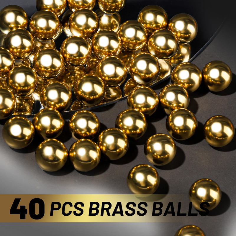 40 pcs 1/2” Precision Solid Brass Bearing Balls, Brass Balls Metal Balls for Bearings, Valves, Machinery, Tumbler, Decorations