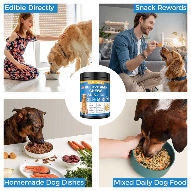 Dog Vitamins and Supplements 200 Chews 24-in-1 Multivitamin Chewable for Dogs with Glucosamine Probiotics Omega-3 Dog Chewable for Coat, Heart, HIPS & Joints, Digestion & Immune System