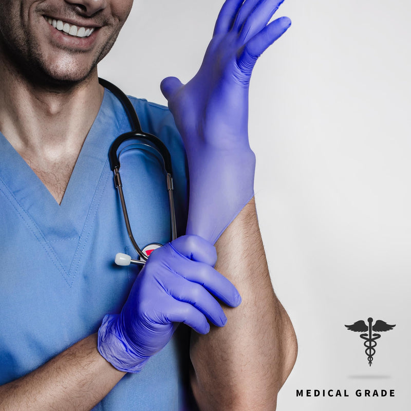 Medical Nitrile Exam Gloves, 4.5 Mil Powder-Free Latex-Free Food-Safe Clean Protective Disposable Glove Purple 100Pcs Medium (Purple)