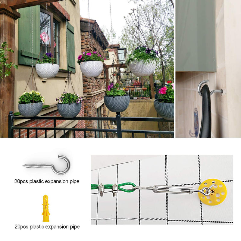 Pack of 20 metal hooks,304 stainless steel screw hooks, self-tapping eye-ring bolt hooks, wooden terminal eye-hole hooks, pendant lights and wires, strong indoor and outdoor eye bolts (2"X20PCS) 2"X20PCS