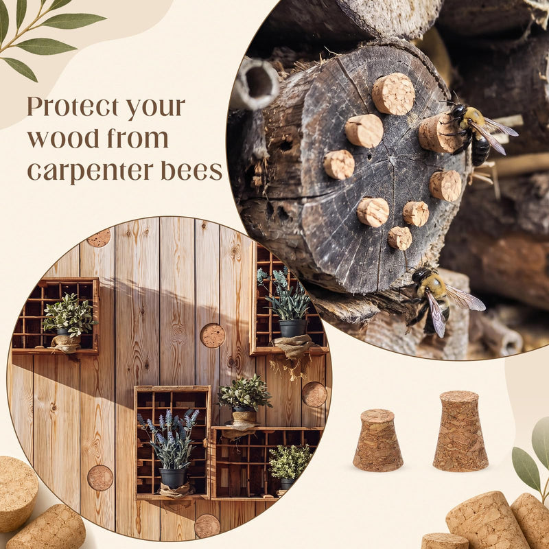 300 Pcs Carpenter Bee Corks 2 Size Carpenter Bee Holes Repair Kit