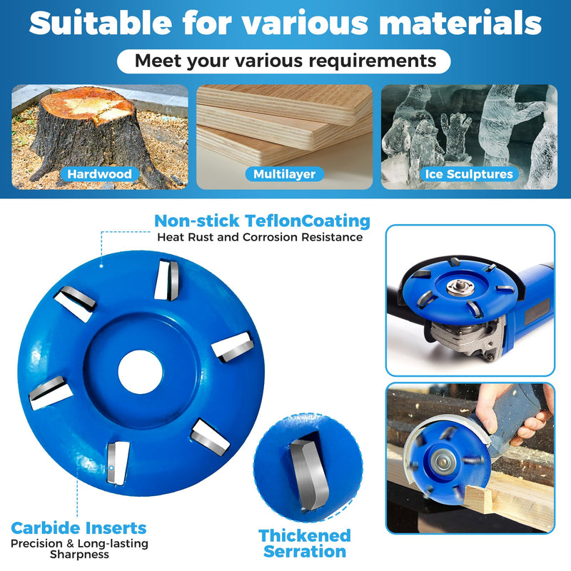 Upgraded 4 PCS Angle Grinder Wood Carving Disc Set, Angle Grinder Attachments Wood Shaping Disc Grinding Wheel Wood Cutting Carving for 4 1/2 inch with 5/8 & 7/8 Arbor (4PCS-Multifunction) 4PCS-Multifunction