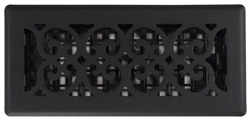 Decor Grates ST410 Scroll Design Floor Register, 4x10 Inches, Textured Black