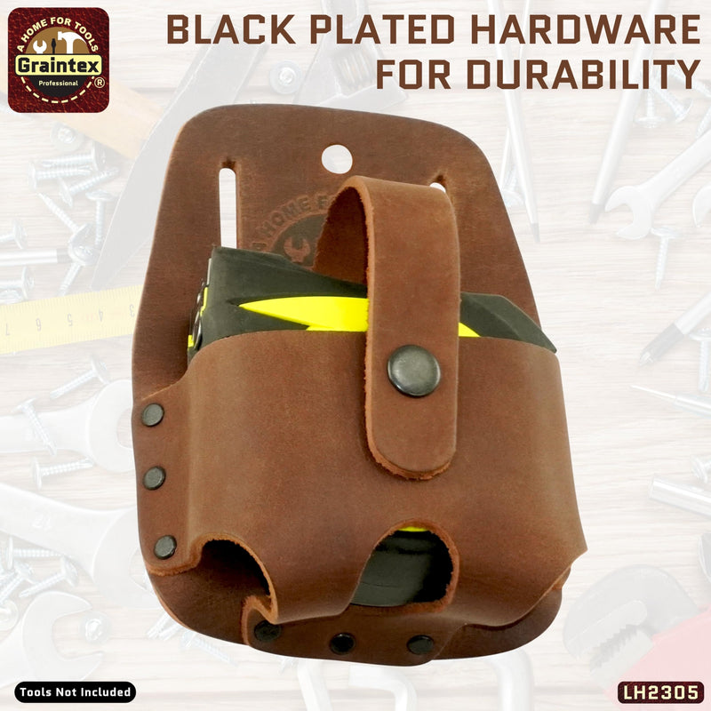 Graintex LH2305 Measuring Tape Holder Top Grain Leather, Wide Belt Tunnel Slot