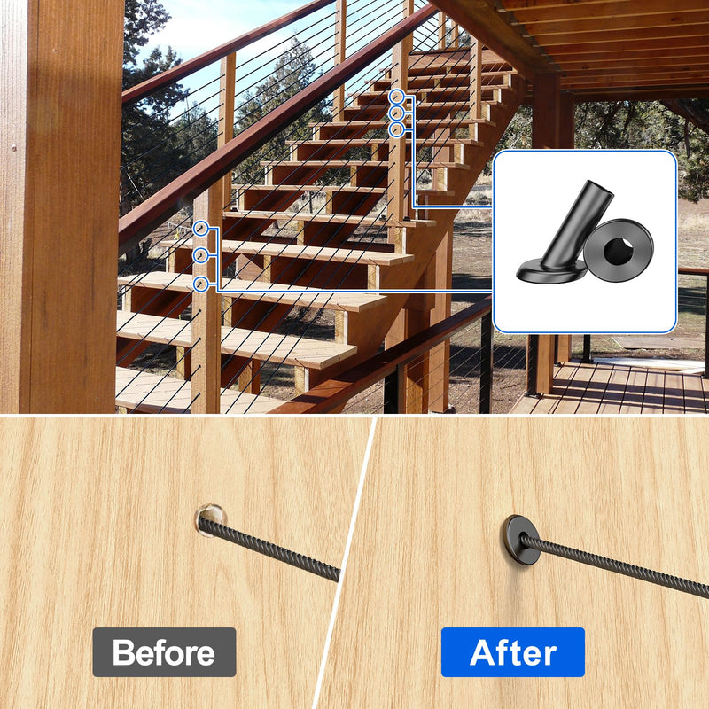 BLIKA 80Pack 25°-35° 1/8" Black Cable Railing Angle Protector Sleeves 1/8" 80