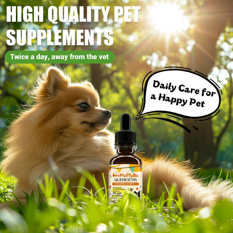 Quercetin for Dogs, Dog Quercetin Liquid Drops, Dog Quercetin Herbal Supplement Support Allergy Relief,Immune Health, Respiratory Health, Skin Health, Gluten Free, Non GMO (60 ml/2 Oz) 1 Pack