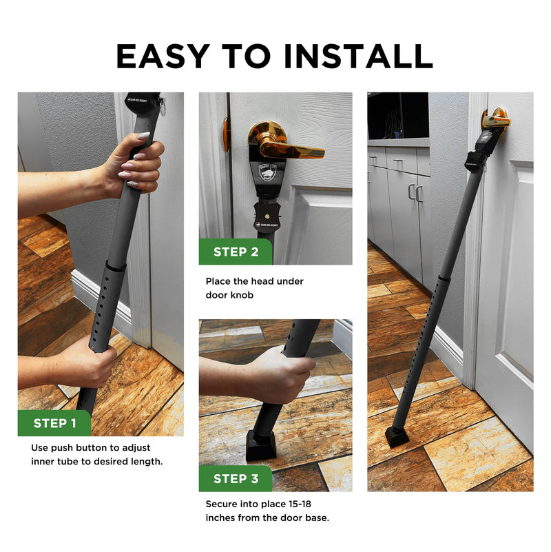 Adjustable Sliding Door Security Bar, Door Jammer 2-in-1 Adjustable Door Knob and Sliding Patio Door Stoppers Security with Alarm, 40 Different Adjustments by Guard Dog Security Black w/Alarm