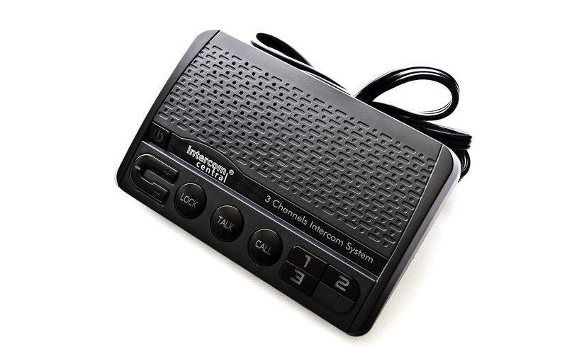Intercom Central® GROUND wire Power-line 3 CHANNELS Intercom System, Black Two Stations Set. White3Units white