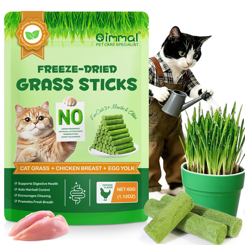 Cat Grass Treats & Cat Dental Treats for Indoor Cats, Made with Feline Grass & Chicken Breast, Healthy Temptation Cats Treat for Training, Snacking & Dental Care, Natural Kitten & Adult Kitty Biscuits