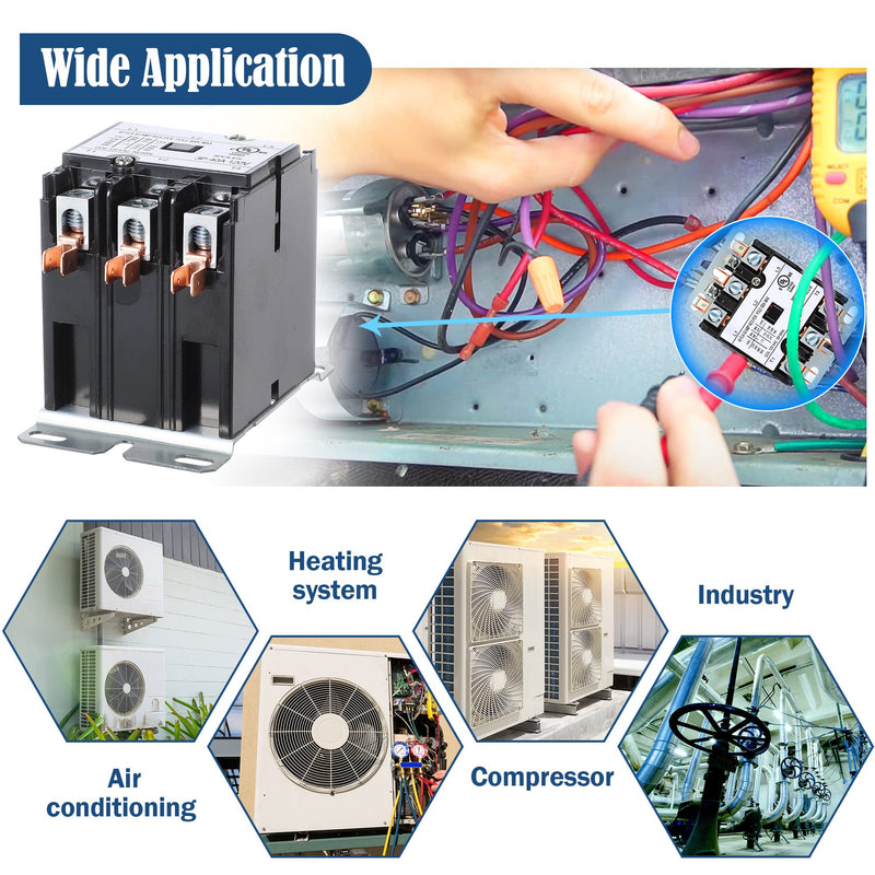 1 Pack Carrier HVAC Motor Contactor, 3 Pole 40 Amp 120V Coil Air Conditioner Contactor, AC Definite Purpose Contactor Replacement Relays, Air Conditioner Condenser Compressor 1
