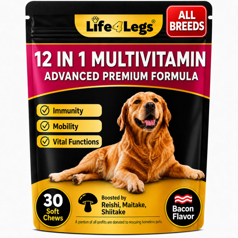 Soft Chews Dog Vitamins & Supplements - Dog Multivitamin - Hemp Oil Glucosamine Chondroitin Hip and Joint Support Health, Skin & Coat, Digestion & Immune Booster, Heart, Probiotics Bacon 30 Soft Chews