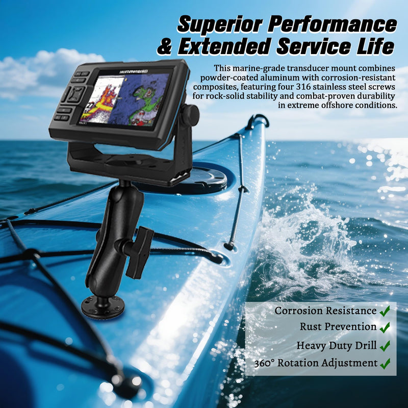 Aluminum Anti-Theft Knob Fish Finder Mount with 1.5" / C Size Ball, 5.9'' Long Arm Marine Electronic Mount,Saltwater Resistant Aluminum Bracket Compatible with Garmin, Lowrance and More Anti-Theft-Medium Sized