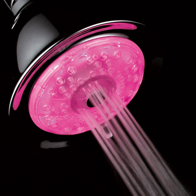 Luminex by PowerSpa 7-Color 24-Setting LED Shower Head Combo with Air Jet LED Turbo Pressure-Boost Nozzle Technology. 7 Vibrant LED colors change automatically every few seconds