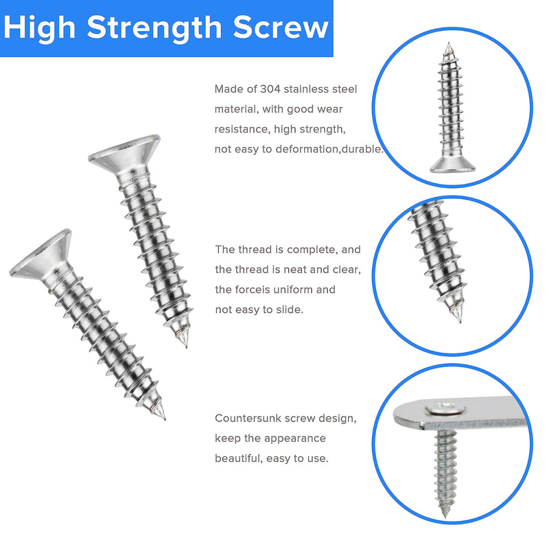 16 Pack Flat Plate Straight Brackets 60MM Stainless Steel Flat Metal Braces,Repair Bracket with Screws 60mm / 16 Pcs