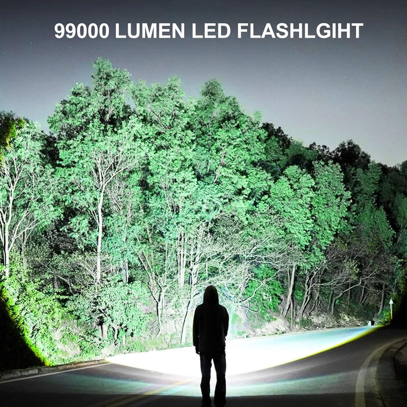 Rechargeable Flashlights 99000 High Lumens 2 Pack, Led Super Bright Flashlight with 5 Modes & IPX7 Waterproof, 15H Running Time, High Powered Flash Light for Home Camping Home Emergencies