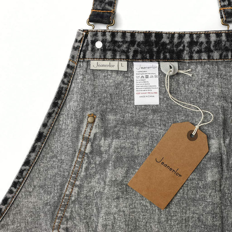 Jeanerlor - Denim Apron with Pockets for Hair Stylist Gardening Craftsmen Barista Women Hairdresser Jean Work Apron Cross Straps & Adjustable S to L (Black) Medium Black