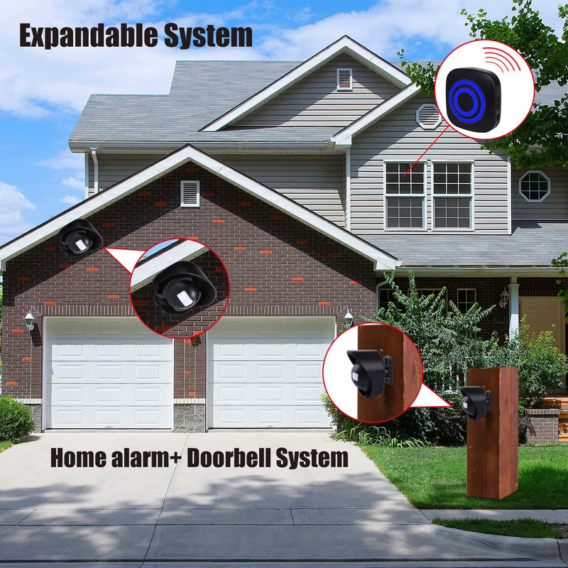 Driveway Alarm-328ft Long Range Wireless Driveway Alarm Weatherproof Outdoor Motion Sensor&Detector Security Alert-Protect Outdoor/Indoor Property-1 Receiver and 4 Sensors-38 Chimes waterproof 4-1 - NewNest Australia