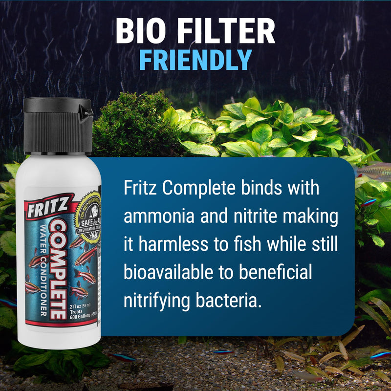 Fritz Complete – Concentrated Water Conditioner/Tap Water Dechlorinator, Instantly Detoxifies Chlorine, Chloramines, Heavy Metals, Ammonia, Nitrite/Nitrates, for Fresh and Saltwater (2 oz)