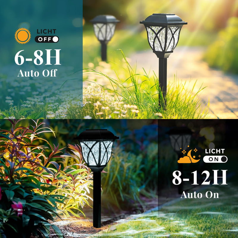 GIGALUMI Solar Lights Outdoor Waterproof, 8 Pack LED Solar Garden Lights, Outdoor Decorations, Garden Decor for Yard, Patio, Landscape, Planter, Walkway (Cold White) 8pack Cold White