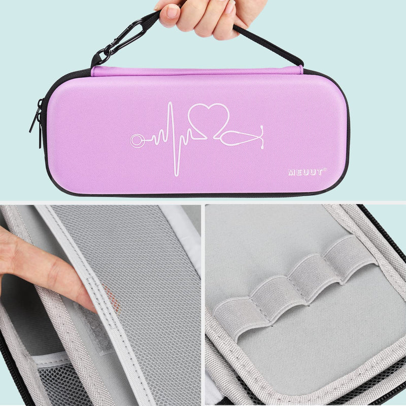 MEUUT 15 pcs Stethoscope Case Kit, Perfect Nurse Gift Include Stethoscope Case, Medical Scissors, Penlights with Batteries, Bandage Wraps, Badge Holders for Nurse Accessories for Work Light purple
