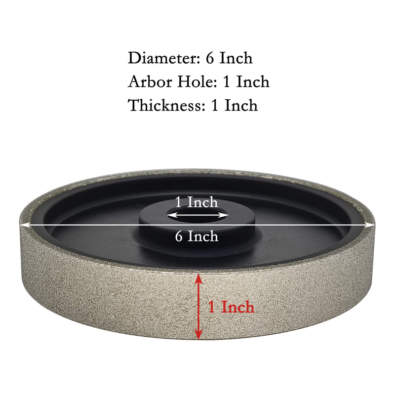 Diamond Lapidary Jewelry Grinding Wheel 6 Inch with 1 Inch Arbor Hole, Diamond Grinding Wheel for Gem, Marble, Granite, Glass, Ceramics, Cemented Carbide, 80 Grit Grit 80