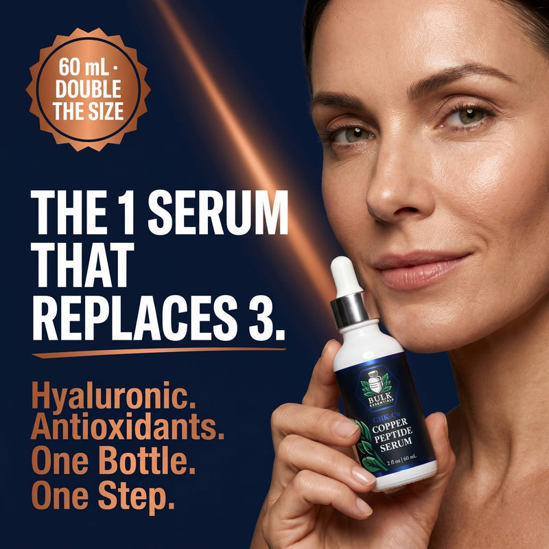 Copper Peptides Serum For Face+Neck Firming & Hydrating, GHK-Cu peptide with Methylene Blue, Hyaluronic Acid Formula, Fragrance Free GHKCu, Made in USA, 2 fl oz
