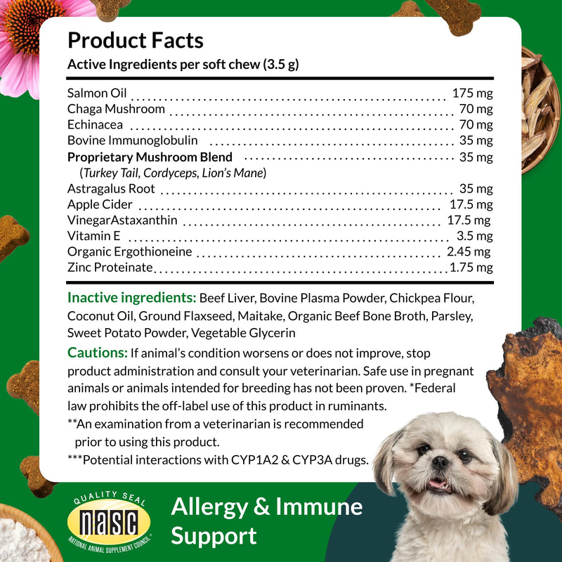 Ultimate Pet Nutrition Allergy Renew Vet-Developed Soft Chew Allergy & Immune Support for Dogs, Helps with Itching, Skin & Coat Health, 60 Count