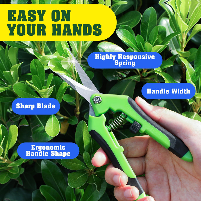 4 Pack Garden Pruning Shears, Stainless Steel Garden Shears, Gardening Shears, Garden Scissors, Garden Clippers, Pruning Snips, Pruning Shears for Gardening Tools (4PCS Yellow Orange Green) 4pcs Yellow Orange Green