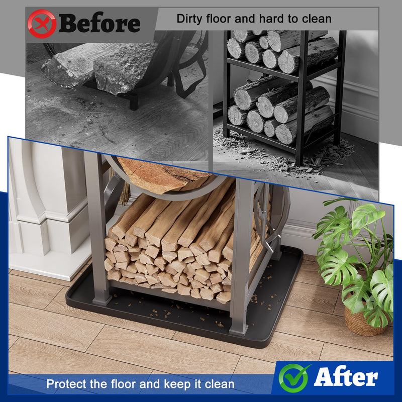 Firewood Debris Tray for Firewood Rack Indoor, 23.6" x 19.7" Fireplace Tray, Non-Slip Wood Debris Pan for Log Holder, Fireplace Accessories, Collect Wood Chips, Protect The Floor