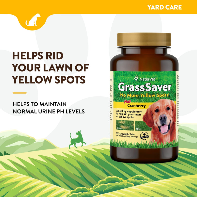 NaturVet – GrassSaver Supplement for Dogs – Healthy Supplement to Help Rid Your Lawn of Yellow Spots – Synergistic Combination of B-Complex Vitamins & Amino Acids – 500 Tablets - PawsPlanet Australia