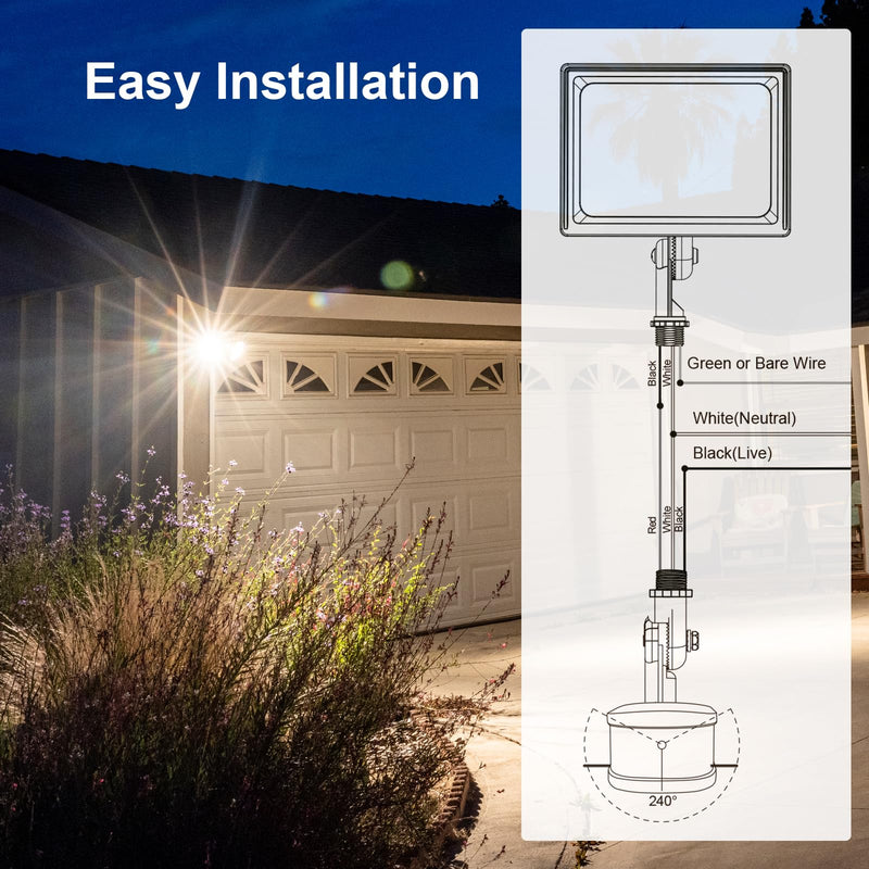 240-Degree Replacement Motion Sensor, Adjustable LUX(5-300) & Time & Detection Sensitivity Up to 60 Feet Range, 3 Working Modes Outdoor Motion Detector for Security Floodlight, White