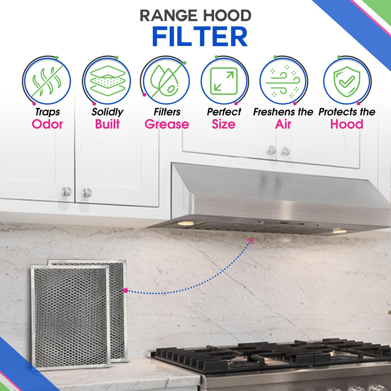 Range Hood Filter 8.50" x 11.25" for LL62F Combo Charcoal Grease Filter - Ductless Broan Range Hood Filter Replacement - Metal Mesh Screen Filters Grease and Carbon Freshens Kitchen Stove Air (2) 2