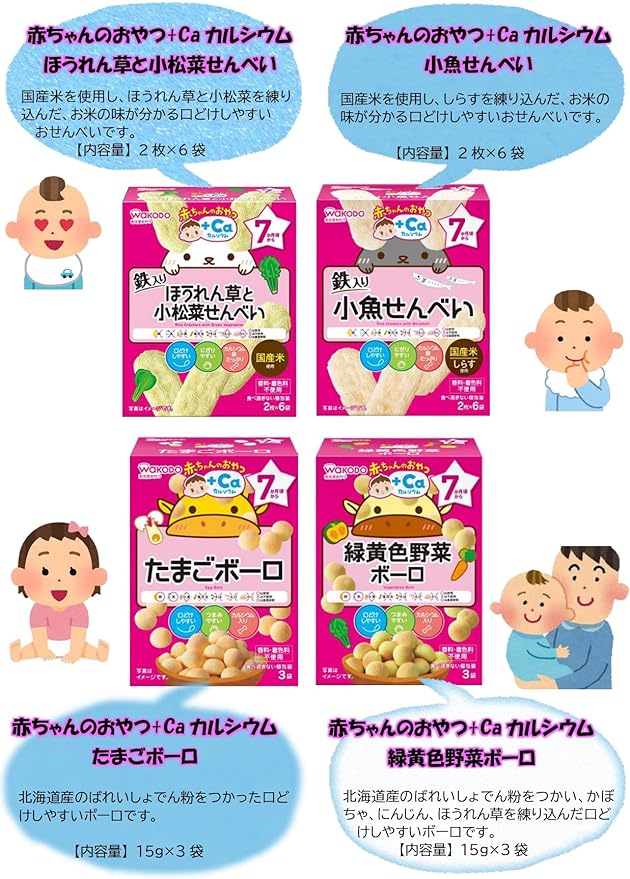 Wakodo Baby Snack + Ca Calcium 7-Piece Set Baby Food, Baby Food (With Our Shop Original Tissue) - NewNest Australia
