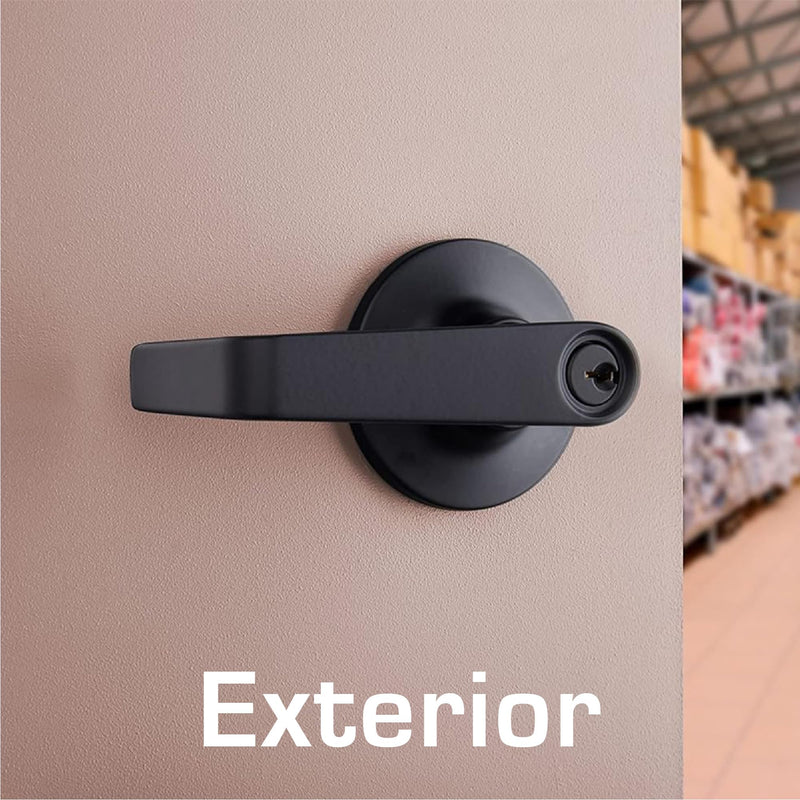 BRINKS Commercial - Light Duty Keyed Door Entry Storeroom Lever, Matte Black Finish - Meets ANSI Grade 2 Standards and is ADA Compliant 1 Pack Keyed Entry Storeroom Lever