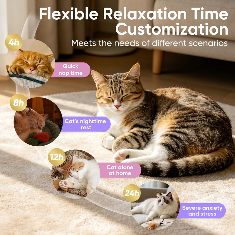 Cat Calming Diffuser Kit with Timer And Memory Adjustable 4/8/12/24H Cat Pheromone Diffuser 3-Pack (48ml Each) Helps Reduce Stress, Spraying, Fighting, Excessive Meowing & Scratching Fits All Cats Beige