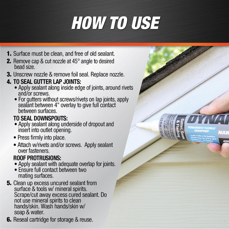 DAP Dynaflex Gutter & Narrow Seam Advanced Elastomeric Waterproofer, White, 4.5 Oz (7079818399)