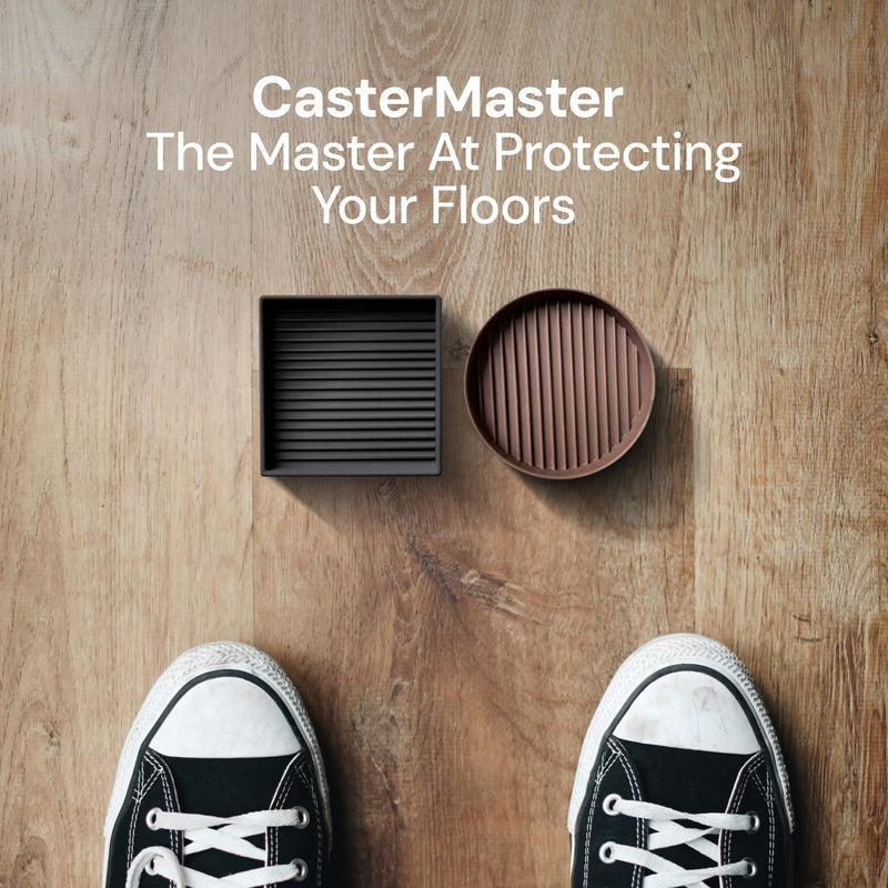 CasterMaster Non-Slip Furniture Pads Square Rubber Anti-Skid Caster Cups, Leg Coasters - Anti-Sliding Floor Protectors for Furniture (Brown, 2'' x 2'' - 4 Pack) Brown - NewNest Australia