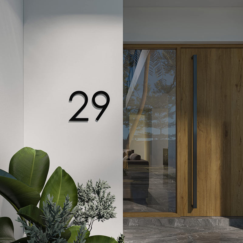 12 Inch Modern Floating House Numbers for Outside | Large Metal House Numbers for Outdoors | Black Coated Rust-Proof Home Address Numbers/Plaques | Metal Numbers 9
