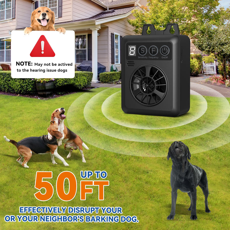 Anti Barking Device for Dogs, 50FT Rechargeable Ultrasonic Dog Bark Control Devices with 4 Modes Stop Neighbors Dogs Barking Waterproof Bark Deterrent Box, Dog Barking Silencer Safe for Outdoor Indoor Black