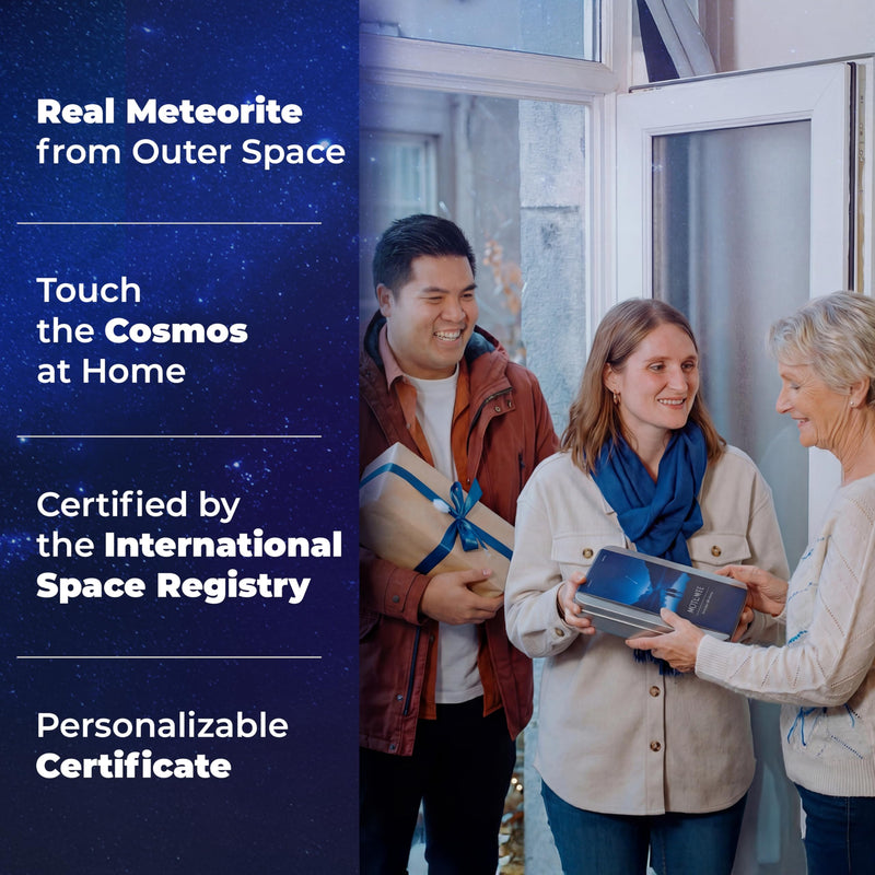 Authentic Meteorite Rock Gift Box – Real Space Rock with Certificate, Magnifying Glass & PE Display Case – Unique Outer Space Gift for Kids & Adults