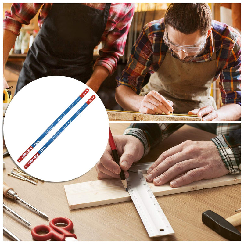20 Pieces Hacksaw Replacement Blades Metal Cutting Hacksaw Blades with 18 Teeth and 24 Teeth Per Inch Blue Background with Supper Speed Letter