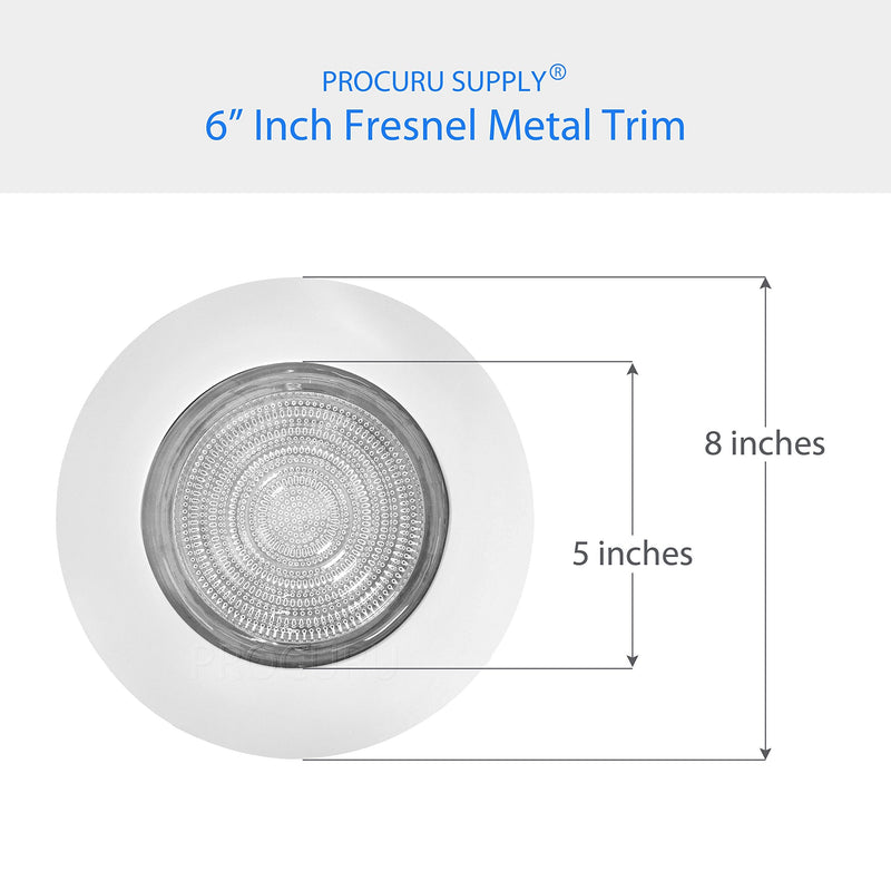 6-Inch White Metal Shower Can Light Trim with Fresnel Glass for Wet Locations (White, 1-Pack)