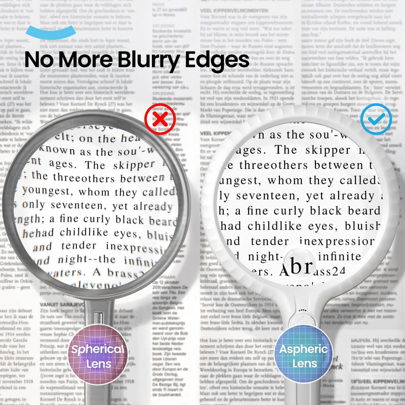 ARTDOT Large Handheld Magnifying Glass for Reading and Close Work, Adjustable Brightness Magnifier as Gifts for Seniors, Grandma, Grandpa