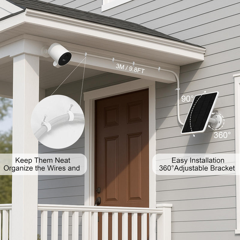 Solar Panel for Simplisafe Outdoor Camera Series 2 Wireless and Wired, IP65 Waterproof, 360° Adjustable Panel, Easy Setup, Keeps Camera Charged All Day — No Need to Replace Batteries Frequently