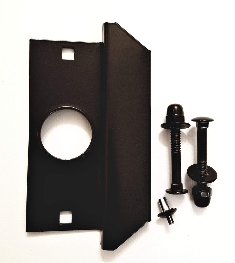 Steel Latch Guard Plate for Out-Swinging Doors | Commercial Door Security | Universal Latch Guard | TUFF STRIKE | Oil Rubbed Bronze