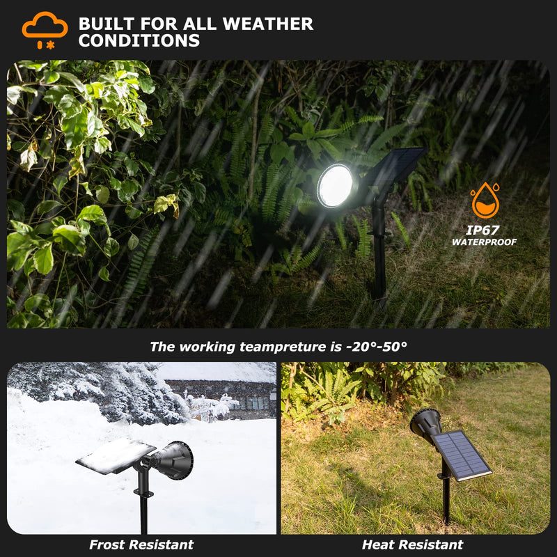 Solar Spot Lights Outdoor, 21 LEDs Solar Outdoor Lights Auto On/Off with 3 Modes, IP67 Waterproof Solar Yard Spotlight Landscape Lighting Garden Wall Lights, 2-in-1 Solar Powered Lights, 2Pack 2 Pack Cool White - NewNest Australia