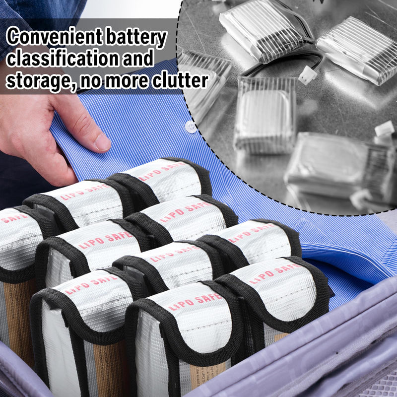 Aliceset 8 Pcs Lipo Battery Bag Lithium Battery Storage, Fireproof and Explosion Proof Bags Guard Safe Pouches 125 mm for Charging Home Travel Office Supplies 125 x 50 x 64 mm